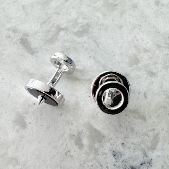 Eddie Borgo Spike Cufflinks Men 925 Sterling Silver Black Modern‎ - Picture 4 of 9